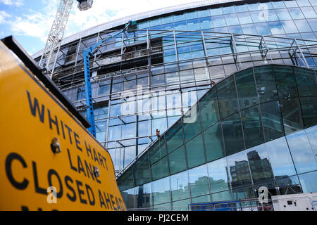 Tottenham Hotspur. North London. UK 4 Sept 2018 - laufenden Bauarbeiten der neuen Tottenham Hotspur Fußballstadion des im Norden von London. Spurs wird Chelsea Gesicht am 24. November in ihren brandneuen £ 850 m Stadion nach Oktober Zusammentreffen mit Manchester City in Wembley aufgrund der Verzögerung der Bau des neuen Stadions. Credit: Dinendra Haria/Alamy leben Nachrichten Stockfoto