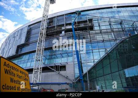 Tottenham Hotspur. North London. UK 4 Sept 2018 - laufenden Bauarbeiten der neuen Tottenham Hotspur Fußballstadion des im Norden von London. Spurs wird Chelsea Gesicht am 24. November in ihren brandneuen £ 850 m Stadion nach Oktober Zusammentreffen mit Manchester City in Wembley aufgrund der Verzögerung der Bau des neuen Stadions. Credit: Dinendra Haria/Alamy leben Nachrichten Stockfoto