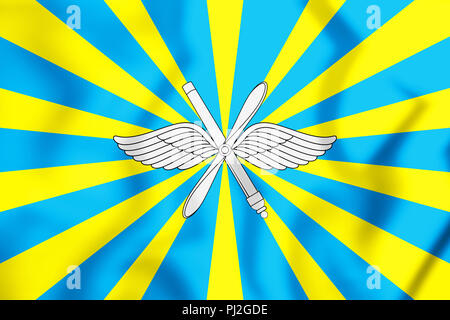 3D-Flagge der Luftwaffe der Russischen Föderation. 3D-Darstellung. Stockfoto