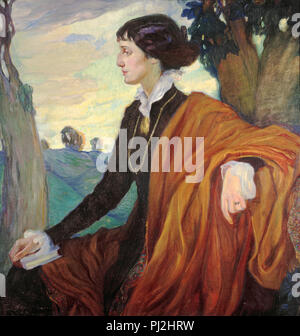 Portrait von Anna Akhmatova von Olga Della-Vos - Kardovskaya, 1914. Anna Andrejewna Gorenko (1889 - 1966), bekannt unter dem Pseudonym Anna Akhmatova, russische Dichter Stockfoto