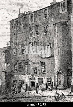 Regent Morton's Mansion House in Blackfriars Street, Edinburgh, Schottland, 19. Jahrhundert Stockfoto