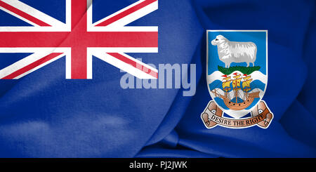 3D Flagge der Falklandinseln. 3D Illustration. Stockfoto