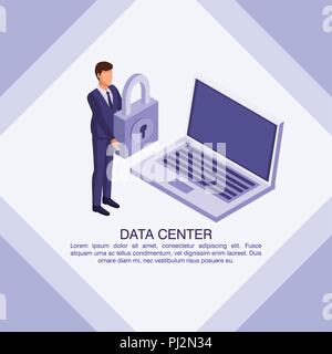 Data Center Plakat mit Informationen Stock Vektor