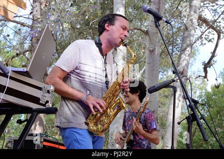 BARCELONA - 2 JUL: Emilio Jose E Os Indigenas (Band) führen in Konzert im Vida-Festival am 2. Juli 2016 in Barcelona, Spanien. Stockfoto