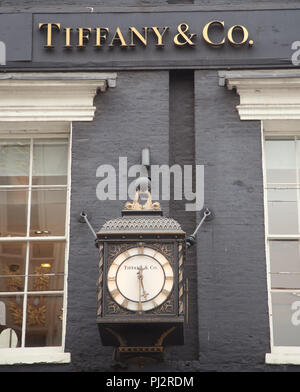 Die Tiffany & Co Store auf New Bond Street, London. PRESS ASSOCIATION Foto. Bild Datum: Mittwoch, August 22, 2018. Photo Credit: Yui Mok/PA-Kabel Stockfoto