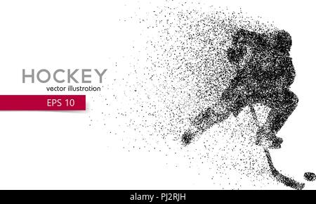 Silhouette einer hockey player von teilchen. Hintergrund und Text auf einem separaten Layer, Farbe kann mit einem Klick geändert werden. Stock Vektor