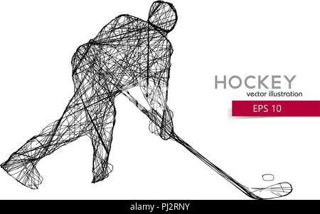 Silhouette der Hockeyspieler. Hintergrund und Text auf einem separaten Layer, Farbe kann mit einem Klick geändert werden. Stock Vektor