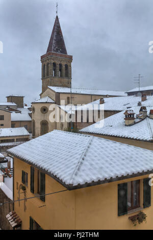 San Francesco Kirche Kirchturm, Sansepolcro, Borgo Santo Sepolcro, Arezzo, Toskana, Italien Stockfoto