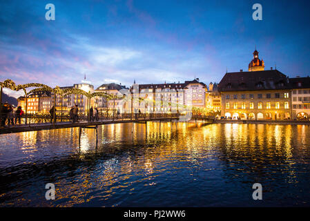 Luzerner Fußgängerstadt in der Zentralschweiz. Stockfoto