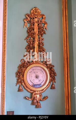 Barometer, 1800-1830, vergoldeten Holz, Glas - Blauer Salon - Shugborough Hall - Staffordshire, England - Stockfoto