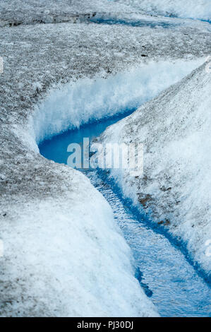 Gletscher Helikopter-tour - Juneau Alaska Kreuzfahrt Schiff Ausflug über die Juneau Icefield Landung auf Gilkey Gletscher - atemberaubend blauen eiszeitliche Schmelzwasser Stockfoto