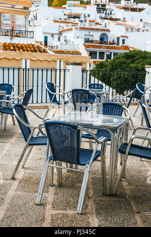 Outdoor Restaurant am Marktplatz in Mijas, Spanien Stockfoto