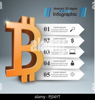 Business Infografiken. Bitcoin, Geld Symbol. Stock Vektor