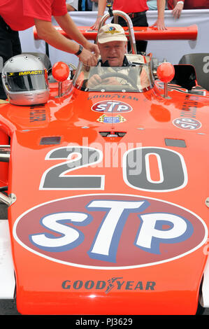 Eagle 7200 Offenhauser STP Indy 500 historische Rennwagen am Goodwood Festival der Geschwindigkeit, FoS. Klassische Indianapolis 500-Rennen auto Stockfoto