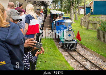 Rio Grande Zugfahrt Paultons Park, Southampton, England, Vereinigtes Königreich. Stockfoto