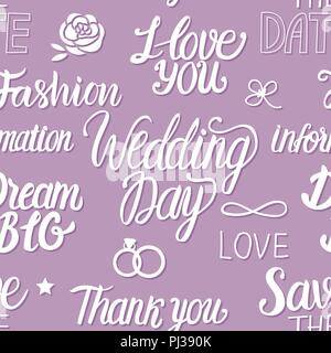 Hochzeit in einem klassischen Pariser Stil. Nahtlose Muster mit Schriftzug Inschrift. Stock Vektor