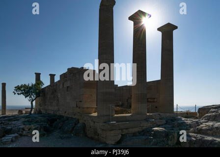 Beeindruckende Tempel Akropolis von Lindos, Rhodos Griechenland Stockfoto