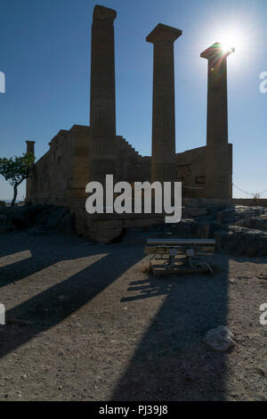 Beeindruckende Tempel Akropolis von Lindos, Rhodos Griechenland Stockfoto