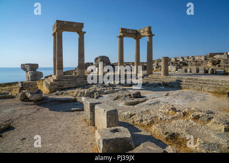 Beeindruckende Tempel Akropolis von Lindos, Rhodos Griechenland Stockfoto