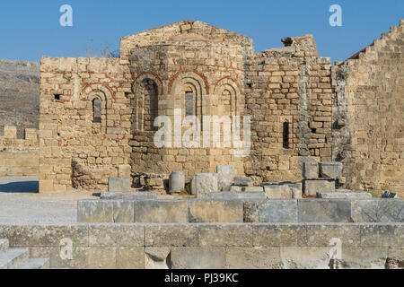 Beeindruckende Tempel Akropolis von Lindos, Rhodos Griechenland Stockfoto