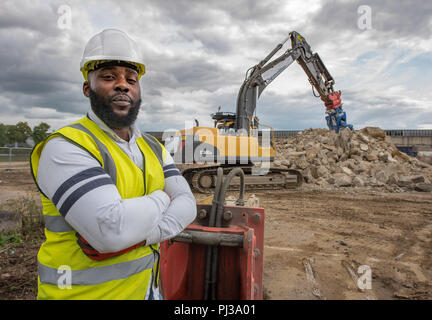 Site Manager beaufsichtigen Grundlagen Frontkamera Stockfoto