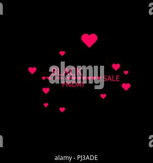 Abbildung eines isolierten Line Art herzen Icon mit dem Text schwarzer Freitag Stock Vektor