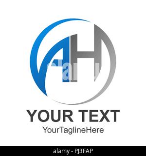 Kreis abstrakt Schreiben AH erste Alphabet Logo Design Template weißer Hintergrund Stock Vektor