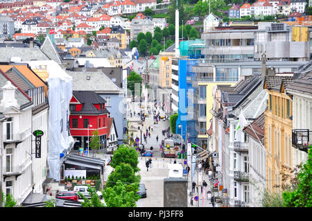 Bergen, Norwegen Juni 7, 2017 Der Aufruf der norwegischen Stadt Bergen in Norwegen Stockfoto