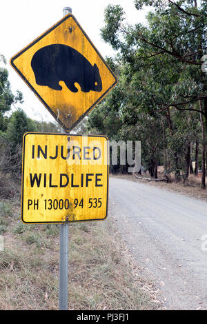 Vorsicht wombats Schild Victoria Australien Stockfoto