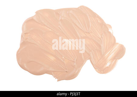 Beige Liquid Foundation Make-up auf weißem Hintergrund Stockfoto