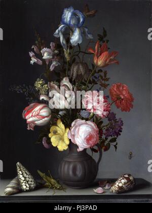 Balthasar van der Ast - Blumen in einer Vase mit Muscheln und Insekten - Stockfoto