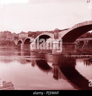 Avignon Bau du Pont de Pierre en 1908. Stockfoto