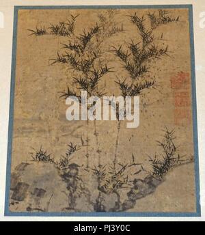 Bambus, aus dem Hikkoen Album der chinesischen Malerei, Rongyang, China, yuan-ming Dynastie, 1200s-1400s AD, Tinte auf Papier Stockfoto