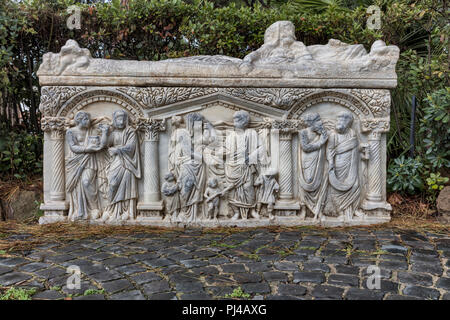 Sarkophag, römische Skulptur, Ostia Antica, Latium, Italien Stockfoto