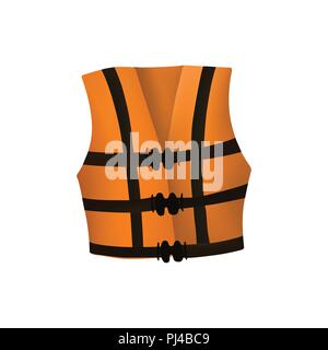 Schwimmweste. Orangefarbene Rettungsweste. Vektorabbildung. Ausrüstung zum Schwimmen. Stock Vektor