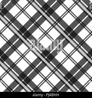 Schwarz und Weißen Stoff Textur Check Tartan nahtlose Muster. Vector Illustration. Stock Vektor