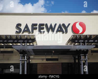 Logo auf Safeway in North Bend, WA, USA. September 2018 Stockfoto