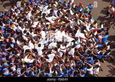 Mumbai, Indien. 03 Sep, 2018. # # Mumbai Indien # Dahi Handi #Festival # Feier # Leute #Voll #menschliche Pyramide # Lord Krishna Credit: Sandeep Rasal/Pacific Press/Alamy leben Nachrichten Stockfoto