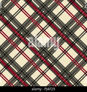 Schwarz und Beige Stoff Textur Muster mit diagonalen Streifen wenig nahtloser Vektor-illustration Stock Vektor