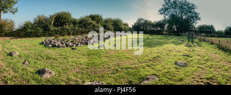 Stone Circle Friedhof in Skelde Süd Dänemark Stockfoto