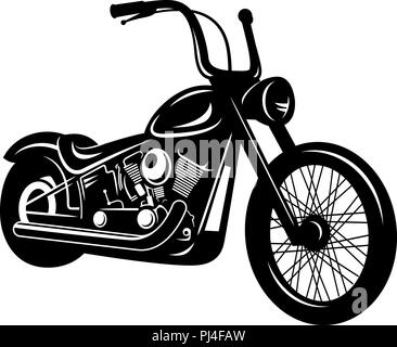 Vector Illustration eines Motorrad isoliert auf Weiss. Classic American Chopper Stock Vektor