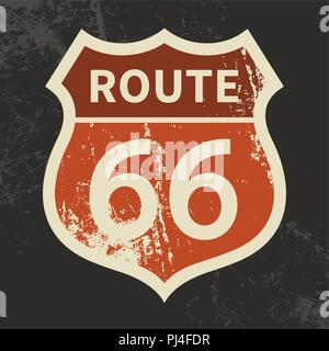 66 Zeichen mit grunge Effekt Route Stock Vektor