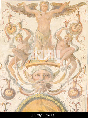 Fresko aus dem 16. Jahrhundert im Innenhof des Palazzo Vecchio in Florenz, Italien Stockfoto