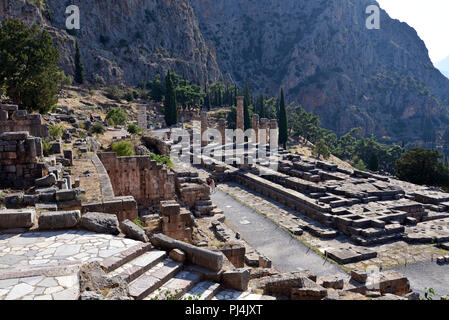 Der Tempel des Apollo in Delphi, Zentral Griechenland Stockfoto