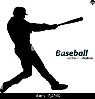 Silhouette der Baseballspieler. Text auf einem separaten Layer, Farbe kann mit einem Klick geändert werden. Stock Vektor