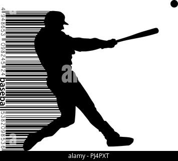 Silhouette der Baseballspieler. Text auf einem separaten Layer, Farbe kann mit einem Klick geändert werden. Stock Vektor