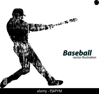 Silhouette der Baseballspieler. Text auf einem separaten Layer, Farbe kann mit einem Klick geändert werden. Stock Vektor