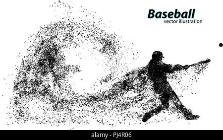 Silhouette einer Baseball player von teilchen. Text auf einem separaten Layer, Farbe kann mit einem Klick geändert werden. Stock Vektor