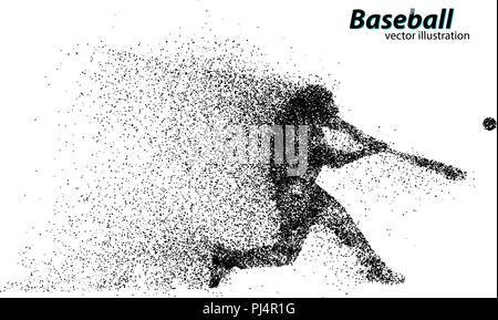 Silhouette einer Baseball player von teilchen. Text auf einem separaten Layer, Farbe kann mit einem Klick geändert werden. Stock Vektor