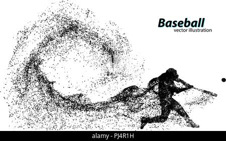 Silhouette einer Baseball player von teilchen. Text auf einem separaten Layer, Farbe kann mit einem Klick geändert werden. Stock Vektor